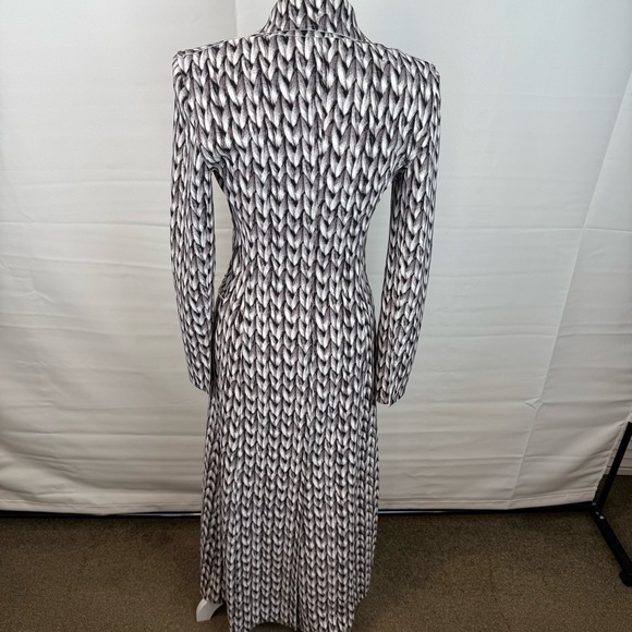 Norma Kamali XS Long Blazer Dress Knit Illusion Print Double Breasted Stretch - Picture 3 of 13